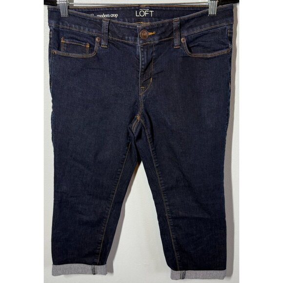LOFT Modern Crop Jeans Womens 29/8 Dark Wash Carpi High Waist - Picture 1 of 11
